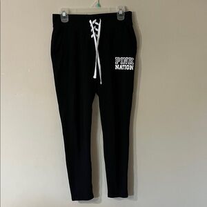Victoria's Secret Black Joggers with White Lace-Up